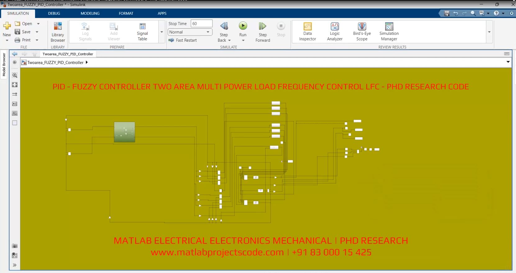PID - FUZZY CONTROLLER TWO AREA MULTI POWER LOAD FREQUENCY CONTROL LFC - PHD RESEARCH CODE